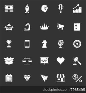 Marketing strategy icons on grey background, stock vector