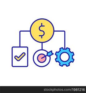 Marketing strategy RGB color icon. Corporate structure to generate income. Startup business model for successful revenue streams. Isolated vector illustration. Simple filled line drawing. Marketing strategy RGB color icon