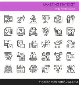 Marketing Strategy , Thin Line and Pixel Perfect Icons