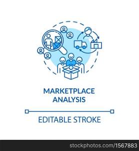 Marketplace analysis turquoise concept icon. Financial report. Commercial research. Information assessment idea thin line illustration. Vector isolated outline RGB color drawing. Editable stroke. Marketplace analysis turquoise concept icon