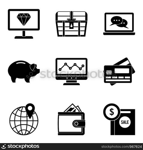 Marketplace icons set. Simple set of 9 marketplace vector icons for web isolated on white background. Marketplace icons set, simple style
