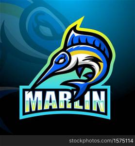 Marlin mascot esport logo design