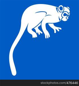 Marmoset monkey icon white isolated on blue background vector illustration. Marmoset monkey icon white