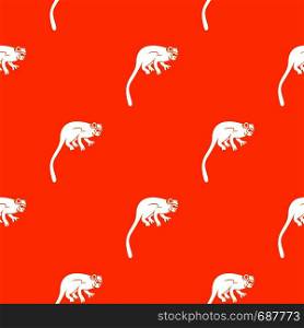 Marmoset monkey pattern repeat seamless in orange color for any design. Vector geometric illustration. Marmoset monkey pattern seamless