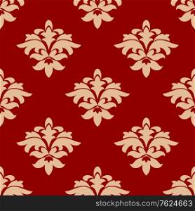 Maroon and beige seamless pattern with dainty floral elements for textile design