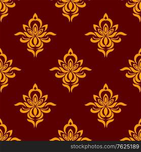 Maroon and orange seamless floral pattern for fabric or wallpaper design