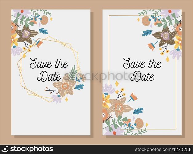 Marriage invitation card with custom sign and flower frame over wooden background. Vector illustration. Marriage invitation card with custom sign and flower frame over wooden background. Vector illustration.