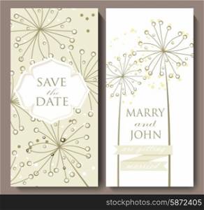 Marriage invitation card with flower background. Vector illustration.