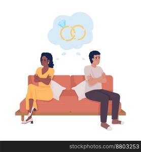 Marriage problems semi flat color vector characters. Editable figures. Full body people on white. Thinking about divorce simple cartoon style illustration for web graphic design and animation. Marriage problems semi flat color vector characters