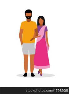 Married couple semi flat color vector characters. Standing figures. Full body people on white. Female traditional outfit isolated modern cartoon style illustration for graphic design and animation. Married couple semi flat color vector characters