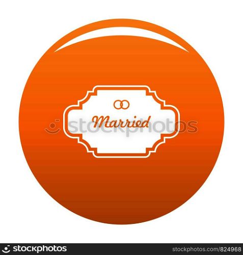 Married label icon. Simple illustration of married label vector icon for any design orange. Married label icon vector orange