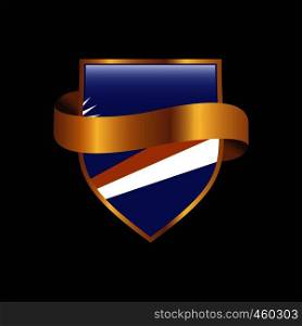 Marshall Islands flag Golden badge design vector