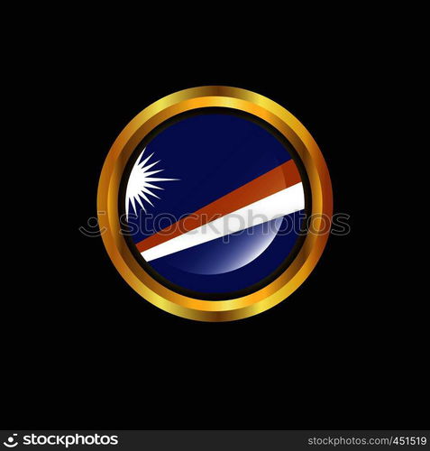 Marshall Islands flag Golden button