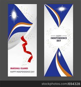 Marshall Islands Happy independence day Confetti Celebration Background Vertical Banner set