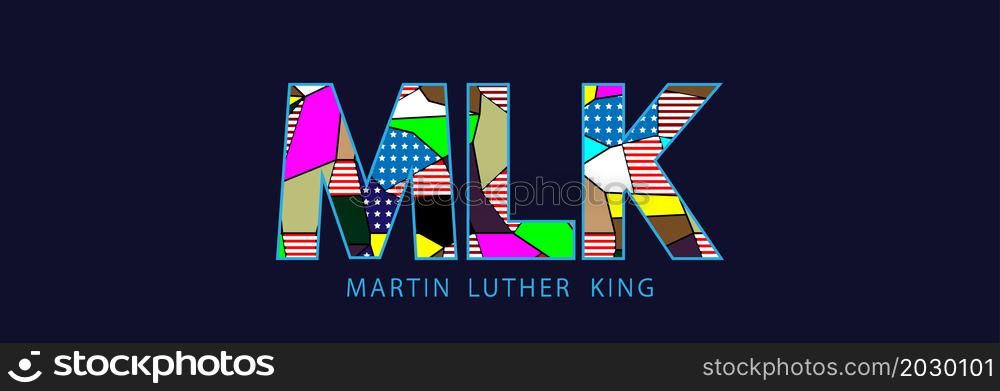 Martin Luther King Day typographic design EPS10, multicolored letters of the MLK.