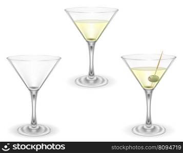 martini cocktail alcoholic drink glass vector illustration isolated on white background
