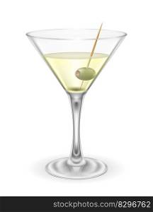 martini cocktail alcoholic drink glass vector illustration isolated on white background