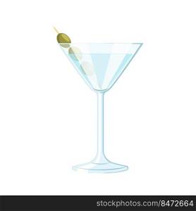 martini cocktail cartoon. gin glass, drink vodka, bar dry olive martini cocktail vector illustration. martini cocktail cartoon vector illustration