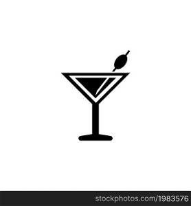Martini Cocktail, Liquor Drink. Flat Vector Icon illustration. Simple black symbol on white background. Martini Cocktail, Liquor Drink sign design template for web and mobile UI element. Martini Cocktail, Liquor Drink Flat Vector Icon