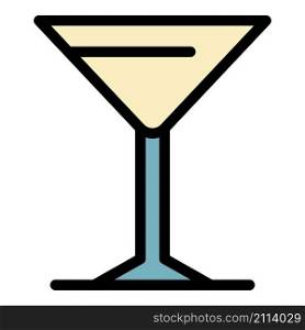 Martini glass icon. Outline martini glass vector icon color flat isolated. Martini glass icon color outline vector
