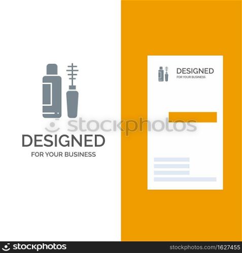 Mascara, Shade, Eye, Bottle Grey Logo Design and Business Card Template