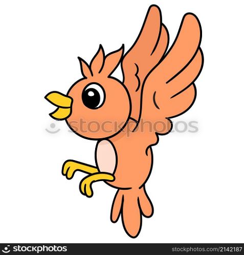 mascot cartoon sticker colored flying parakeet
