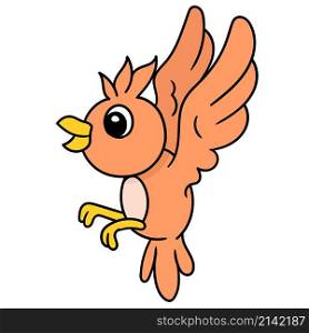 mascot cartoon sticker colored flying parakeet