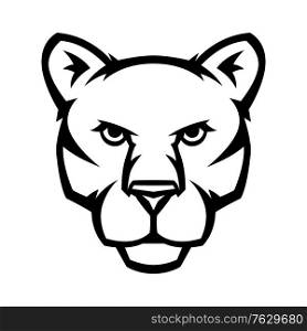 Mascot stylized cougar head. Illustration or icon of wild animal.. Mascot stylized cougar head.