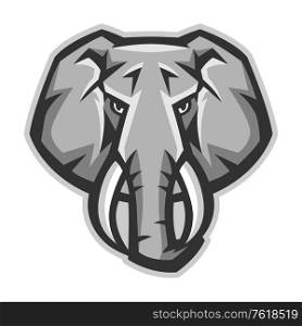 Mascot stylized elephant head. Illustration or icon of wild animal.. Mascot stylized elephant head.