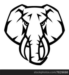 Mascot stylized elephant head. Illustration or icon of wild animal.. Mascot stylized elephant head.