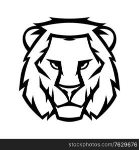 Mascot stylized lion head. Illustration or icon of wild animal.. Mascot stylized lion head.