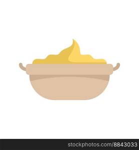 Mashed food icon flat vector. Mash potato. Bowl meal isolated. Mashed food icon flat vector. Mash potato