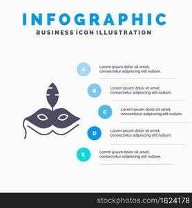 Mask, Costume, Venetian, Madrigals Infographics Presentation Template. 5 Steps Presentation