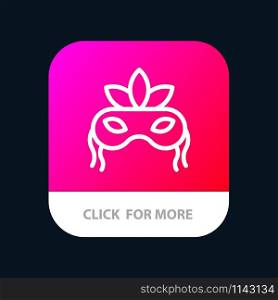 Mask, Costume, Venetian, Madrigals Mobile App Button. Android and IOS Line Version