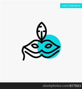 Mask, Costume, Venetian, Madrigals turquoise highlight circle point Vector icon