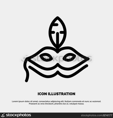 Mask, Costume, Venetian, Madrigals Vector Line Icon