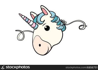 mask cute unicorn. Cartoon comic illustration pop art retro style vector. mask cute unicorn