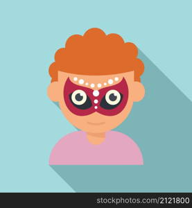 Mask face painting icon flat vector. Child paint. Facial makeup. Mask face painting icon flat vector. Child paint