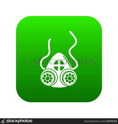 Mask protection icon green vector isolated on white background. Mask protection icon green vector