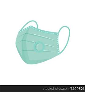 Mask with vent cartoon vector illustration. Personal protective equipment, respirator flat color object. Air filtration accessory. Breathing assisting device isolated on white background. Mask with vent cartoon vector illustration