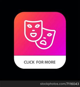 Masks, Roles, Theater, Madrigal Mobile App Button. Android and IOS Line Version
