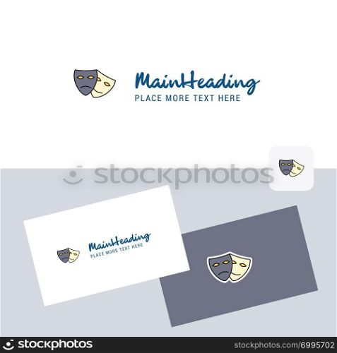 Masks vector logotype with business card template. Elegant corporate identity. - Vector