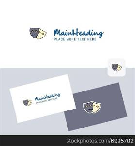 Masks vector logotype with business card template. Elegant corporate identity. - Vector