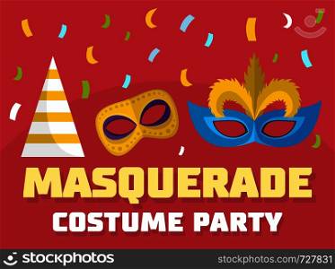 Masquerade logo. Flat illustration of masquerade vector logo for web. Masquerade logo, flat style
