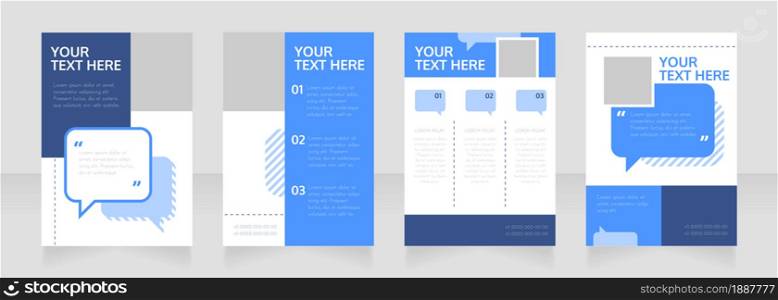 Mass media blank brochure layout design. Service info. Vertical poster template set with empty copy space for text. Premade corporate reports collection. Editable flyer paper pages. Mass media blank brochure layout design