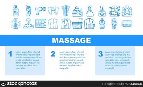 Massage Accessories And Treatment Landing Web Page Header Banner Template Vector. Shiatsu Massage Physiotherapy And Acupuncture, Water Stone For Massaging, Masseur Business And Occupation Illustration. Massage Accessories And Treatment Landing Header Vector