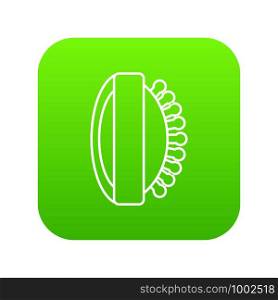 Massage brush icon green vector isolated on white background. Massage brush icon green vector