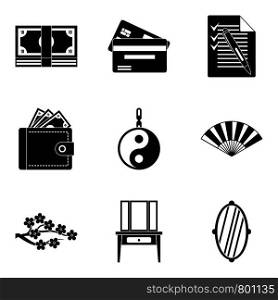 Massage business icons set. Simple set of 9 massage business vector icons for web isolated on white background. Massage business icons set, simple style