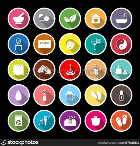 Massage flat icons with long shadow, stock vector