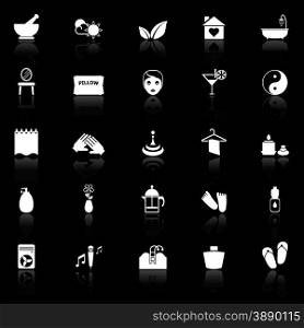Massage icons with reflect on black background, stock vector